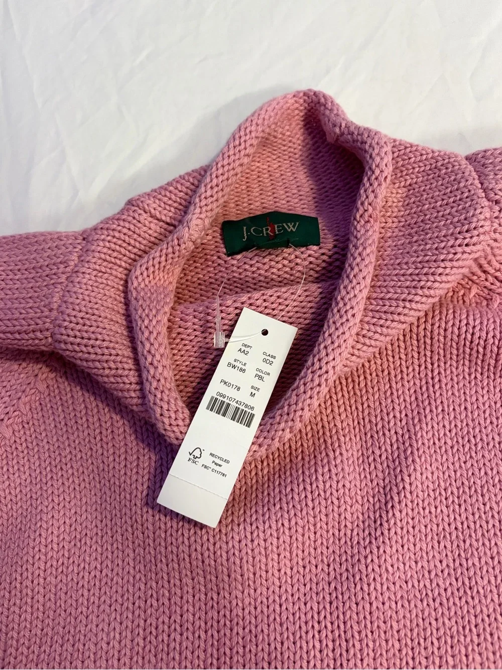 J. Crew Men’s Pink Mock Neck Sweater